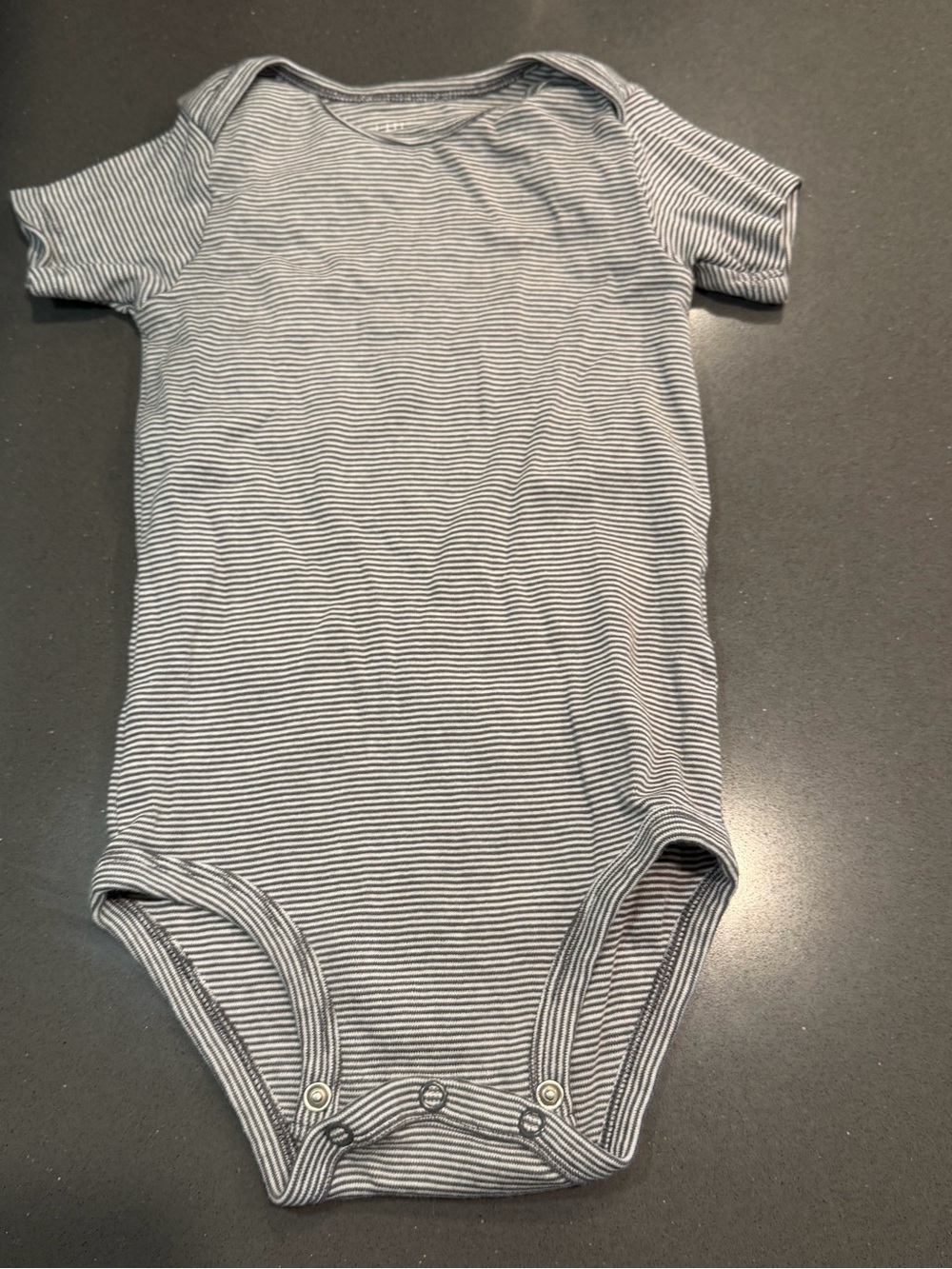 Carter's Gray and White Striped Short Sleeve One-Piece Bodysuit